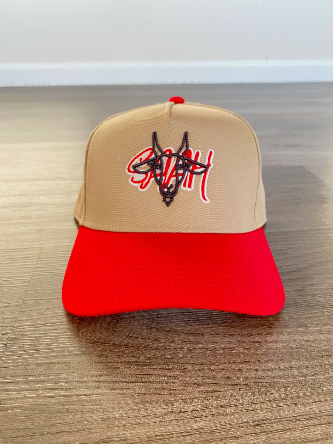 SAAH Signature Logo Vintage Snapback (Red/Khaki)